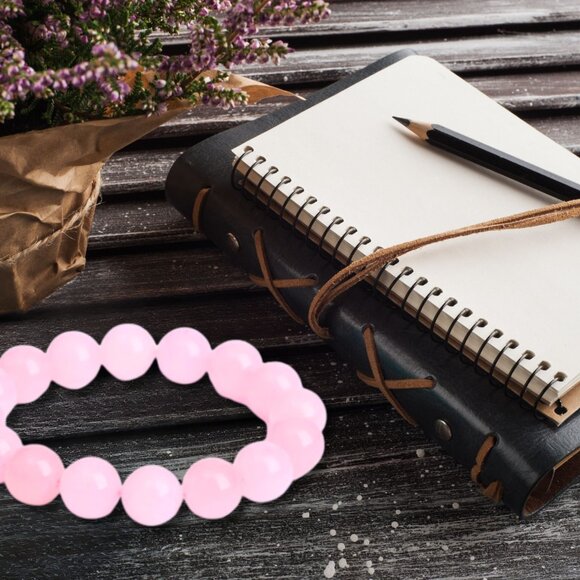 Natural Stone Healing Pure Rose Quartz Pink Crystal Round Beads Stretch Bracelet - Picture 12 of 15